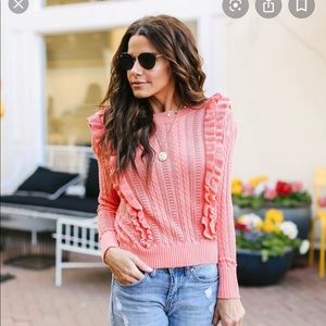 Vici coral ruffle sweater